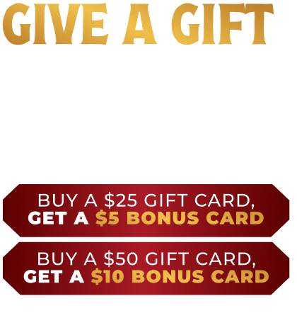 Get a $10 Bonus Gift Card with $50 Gift Card Purchase this holiday!